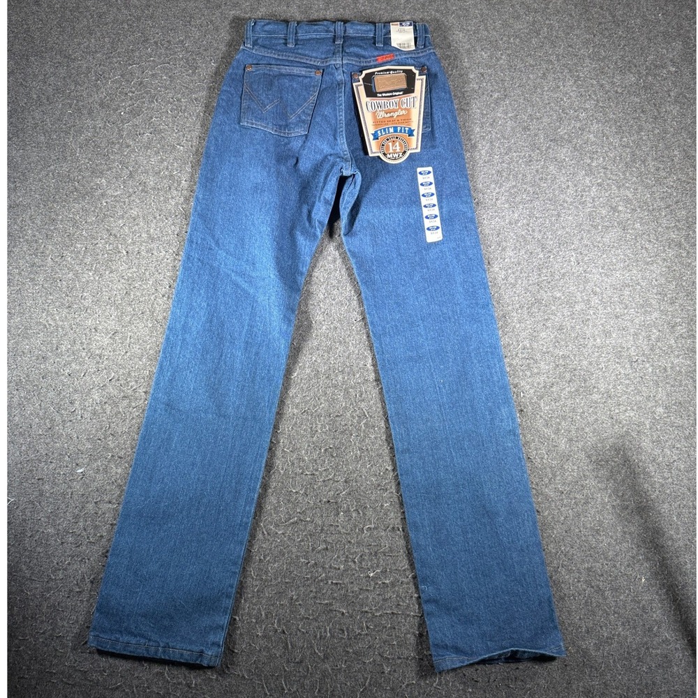 Wrangler Cowboy Cut Slim Fit Jeans 14MWZG Medium Wash Blue Denim 9x34 NWT